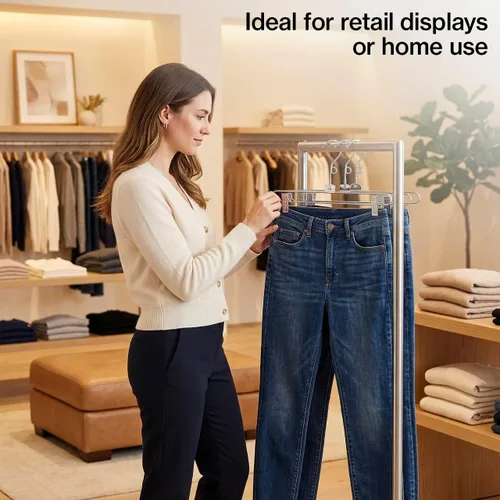Vista 4 de SSWBasics Perchas de metal para faldas, perchas para pantalones (12 pulgadas, cromado) - Caja de 100