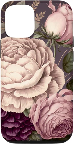 Vista 28 de Elegant Blush Pink & Purple Vintage Floral Rose & Peony Case for iPhone 17