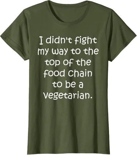 Vista 7 de Didn't Fight Top the Food Chain to be a Vegetarian T-Shirt Negro