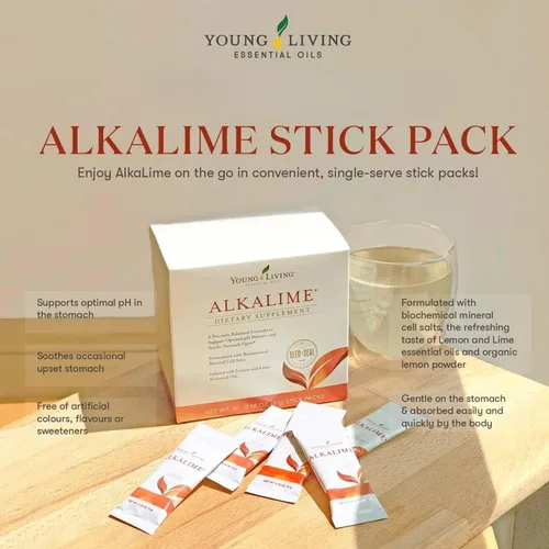 Vista 4 de Young Living Paquetes de barras AlkaLime 30 unidades Suplemento vitamínico y mineral Bienestar digestivo Suave para el estómago Infundido