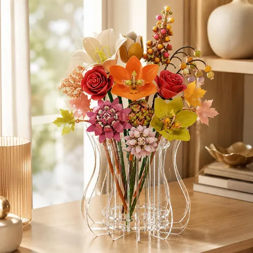 Vista 7 de Upgraded Acrylic Vase for Lego Flowers Bouquet, 3.4mm Thickened, 33 Holes