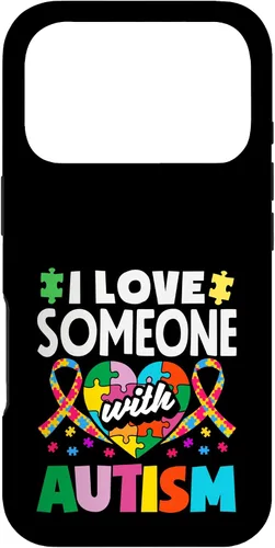 Vista 30 de Love Someone with Autism Awareness Puzzle Piece Ribbon Case for iPhone 16