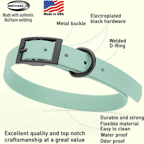 Vista 400 de Dogline Biothane - Collar impermeable para perro con hebilla de liberación rápida, resistente cincha de nailon recubierta con resistente y a prueba