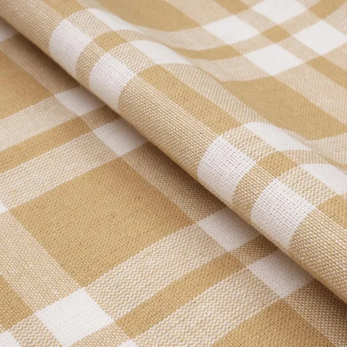 Vista 5 de Encasa XO Mantel cuadrado de algodón 35"x35" Franca Beige Checks Cheques Franca Beige