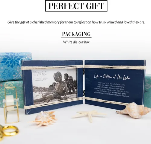 Vista 3 de Pavilion Gift Company - Life Is Better At The Lake - Marco de fotos horizontal de 7 x 5 pulgadas, regalo para amantes del lago, decoración de casa