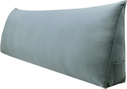 Vista 10 de WOWMAX Almohada de cuña para cabecera de cama de día, con funda extraíble, terciopelo negro, tamaño matrimonial