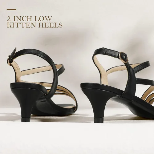 Vista 6 de IDIFU Sandalias elegantes con tirantes delgados de 2 pulgadas para mujer, tacón bajo de gatito, puntera abierta, zapatos de vestir para mujer y dama