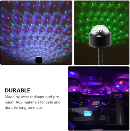 Vista 8 de SOLUSTRE Proyector de luces LED de discoteca para coche, luz USB, luces de fiesta activadas por sonido, enchufe USB, mini discoteca giratoria