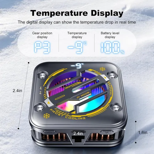 Vista 4 de Enfriador magnético para teléfono con batería, ventilador de refrigeración inalámbrico recargable para iPhone/iPad, funda de refrigeración