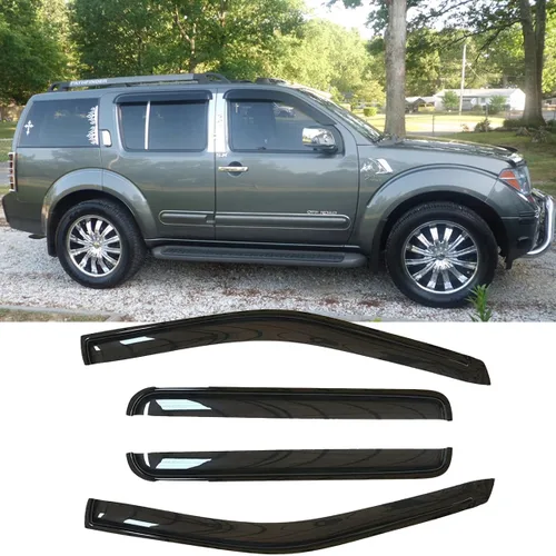 Vista 12 de Viseras de ventana para Nissan Rogue 2009-2013, Rogue Select 94076 2014-2015 4pcs Outside Tape-on Rain Guards Dark Smoke Window Vent Deflector