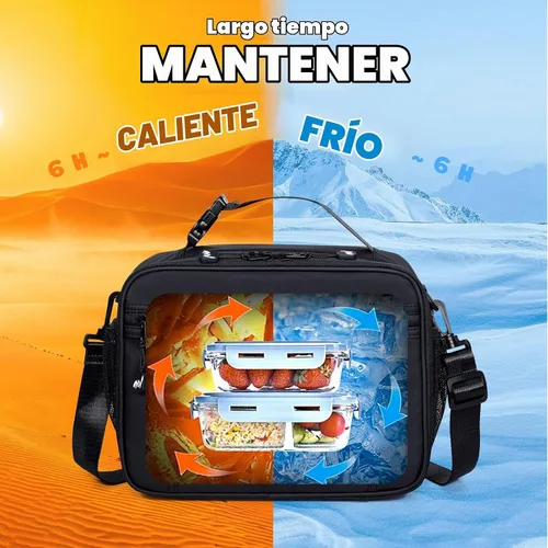 Vista 3 de NOL - Lonchera reutilizable con aislamiento para niños, tela resistente al agua, fácil de limpiar, múltiples bolsillos con cremallera, capacidad