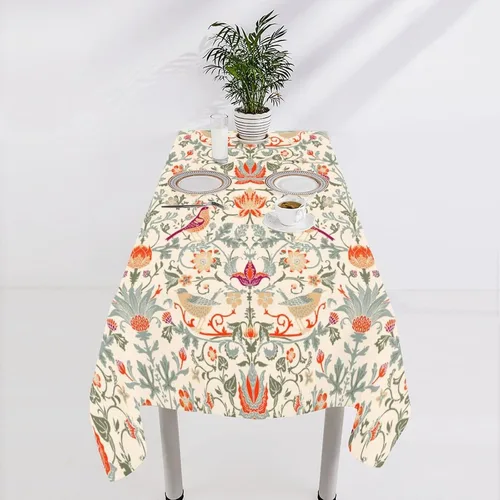 Vista 288 de Mantel Floral Retro de Pájaros, Diseño Original Bohemio William Morris Estampado Cubierta de Mesa para Hogar Picnic Fiesta Comedor Cocina William
