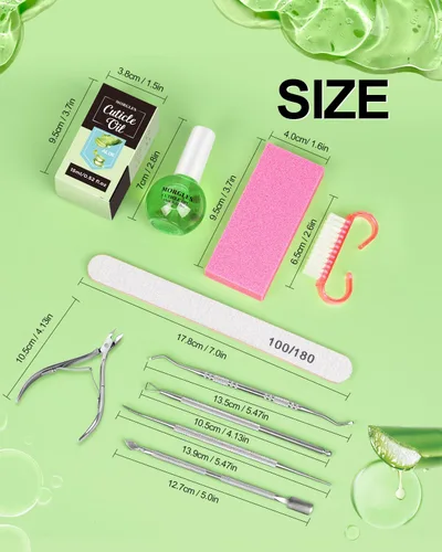Vista 7 de Lima de uñas y bufandas, kit de preparación de uñas MORGLES con tablas de esmeril, herramientas para quitar cutículas, aceite de aloe para cutículas