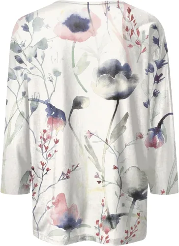 Vista 4 de Camisetas elegantes para mujer, a la moda, casual, de manga de siete puntos, cuello redondo, camisetas de moda para mujer