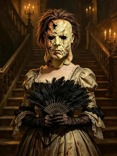 Vista 4 de GTETKDE Máscara de Halloween de Michael Myers 2026 para disfraz de terror y cicatriz 1 máscara de sangre