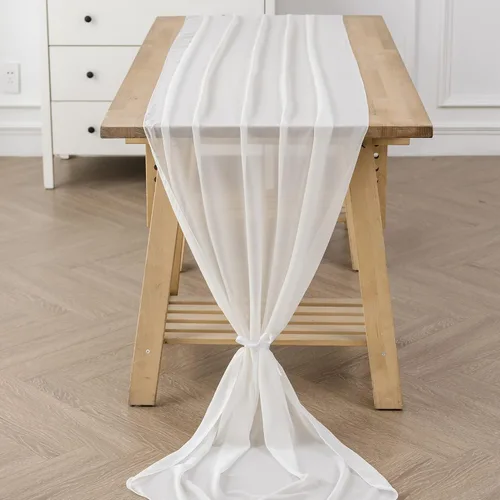 Vista 41 de Paquete de 2 caminos de mesa de gasa de 10 pies de 29 x 120 pulgadas, camino de mesa romántico transparente para boda, fiesta de cumpleaños