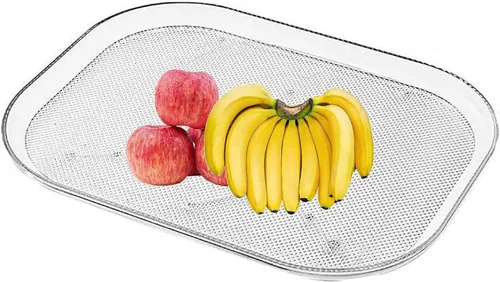 Vista 7 de Dxcaicc Tocadiscos transparentes, rectangular Aclyic Lazy Susan Estante de almacenamiento giratorio para encimera para refrigerador, organizador