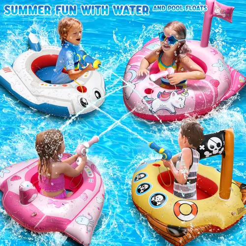 Vista 10 de HopeRock Flotadores de piscina de unicornio para niños pequeños y niños, con pistola de agua, juguetes de piscina para niñas de 3 a 8 años, juguetes