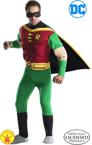 Vista 2 de DC Comics - Disfraz de petirrojo muscular de lujo para adultos