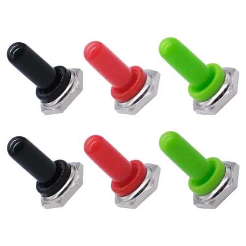 Vista 4 de Mxuteuk 5pcs negro 0.472 in goma Rocker Toggle Switch Knob sombrero impermeable cubierta del maletero tapa diez -MZ-BK