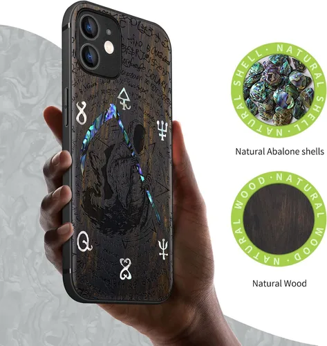Vista 2 de Carveit Funda protectora de madera de diseñador para iPhone 12 (grabado de madera e incrustaciones de carcasa), compatible con iPhone 12 MagSafe