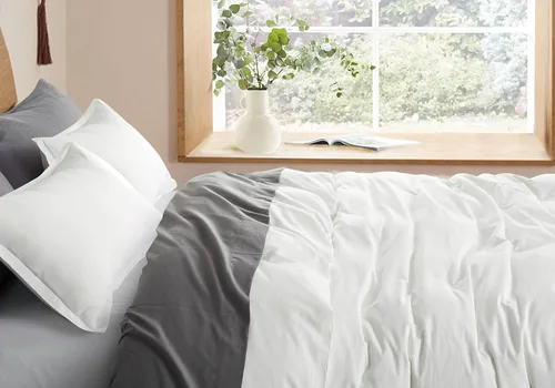 Vista 9 de Get Bed Ready Juego de funda de edredón de algodón lavado a la piedra, estilo casual, cambray, color sólido, relajado, suave, sensación moderna