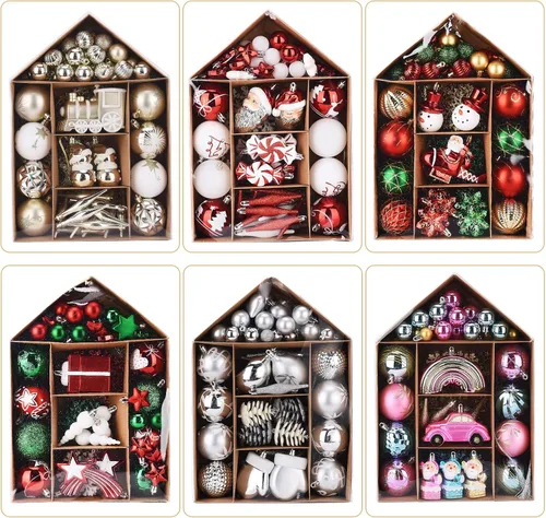 Vista 4 de Adorno para árbol de Navidad, 70 bolas de Navidad, adornos inastillables, esferas colgantes para decoración de festividades, bodas y fiestas