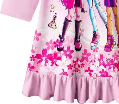 Vista 5 de Vestidos altos de monstruo para niñas, vestidos escolares, ropa casual, ropa para el hogar, para cumpleaños, 3 a 11 años