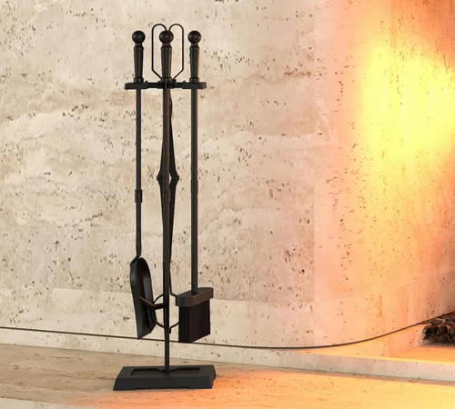 Vista 2 de Kingson Juego de herramientas para chimenea, 5 piezas, para interiores y exteriores, juego de póquer resistente con mango ergonómico