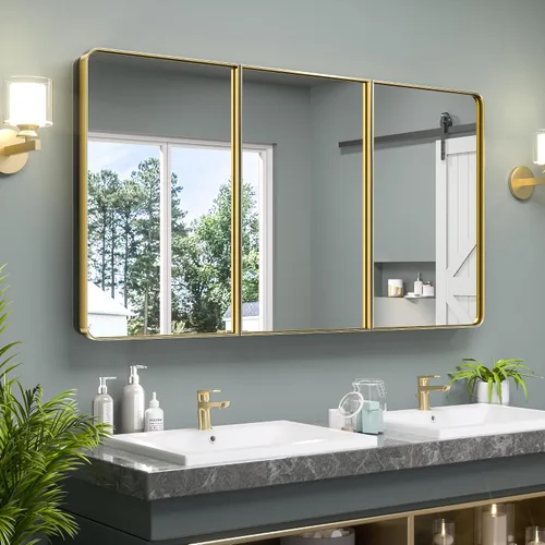 Vista 26 de Keonjinn Gabinetes de medicina delgados negros de 15 x 36 pulgadas, botiquín lateral estrecho para baño con espejo, marco de acero inoxidable