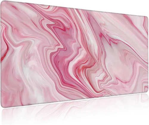 Vista 11 de Alfombrilla de mouse extendida para juegos, diseño abstracto de olas oceánicas, con bordes cosidos, base de goma antideslizante, alfombrilla