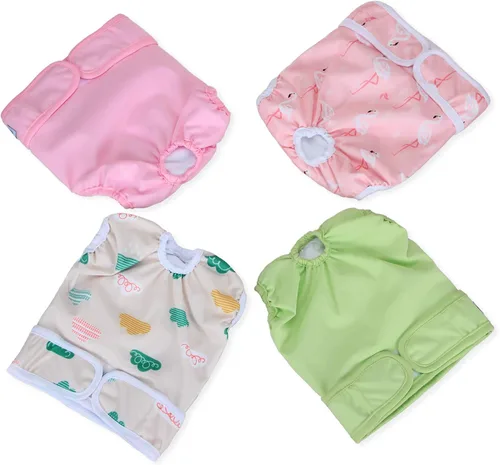 Vista 19 de Teamoy 4 piezas de pañales lavables para perras, fundas reutilizables para pañales de perras, superabsorbentes y cómodas, XS