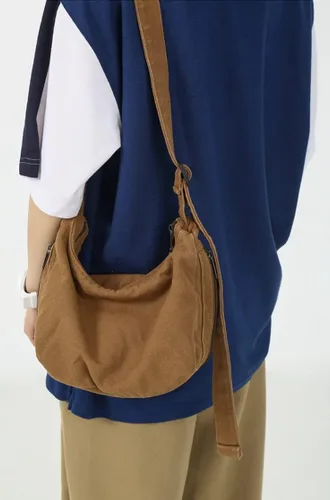 Vista 6 de Bolso bandolera de viaje vintage con cremallera de lona para mujer