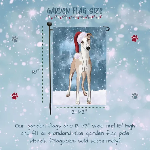 Vista 6 de Doggie of the Day Whippet GFLAG254161 - Banderas de jardín para perros, diseño de Navidad, de doble cara, regalo decorativo de primavera para patio