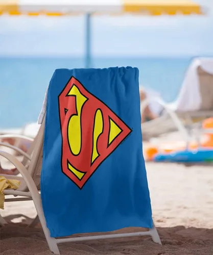 Vista 2 de LOGOVISION Toalla de playa con logotipo clásico de Superman, con licencia oficial, 30 x 60 pulgadas