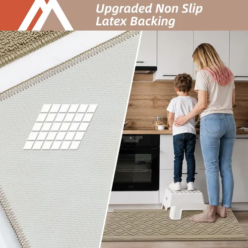 Vista 4 de COSY HOMEER Tapete de cocina antideslizantes, absorbentes para el piso, alfombra de cocina lavable, tapete de pie para fregadero, alfombra de Beige