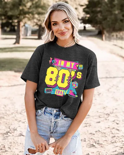 Vista 5 de Camisas de los años 80 para mujer, camiseta con estampado vintage de los años 80, ropa de fiesta casual de los años 80
