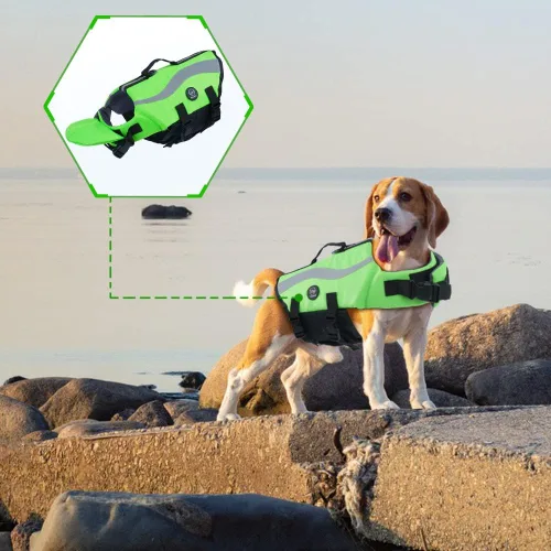 Vista 6 de EMUST Chalecos salvavidas ajustables para perros pequeños con flotabilidad mejorada, chaleco de natación para perros pequeños con asa de rescate