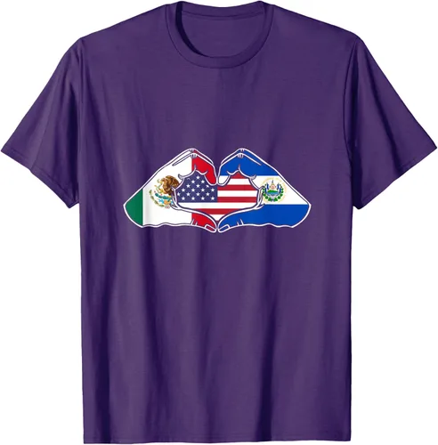 Vista 72 de Corazón manos México, El Salvador y Estados Unidos. Camiseta, Negro