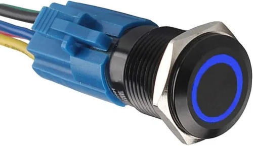 Vista 12 de Conexión a corriente con interruptor a botón con luz LED E Support™ de metal con forma ojo de ángel para autos de 16 mm 12V 3A, Verde Angel Eye
