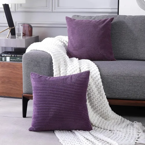Vista 22 de Deconovo Fundas de Almohada Decorativas de Pana, Juego de 2 Fundas de Cojín Decorativas Suaves, Lavables a Máquina con Textura para Sofá, Sillón