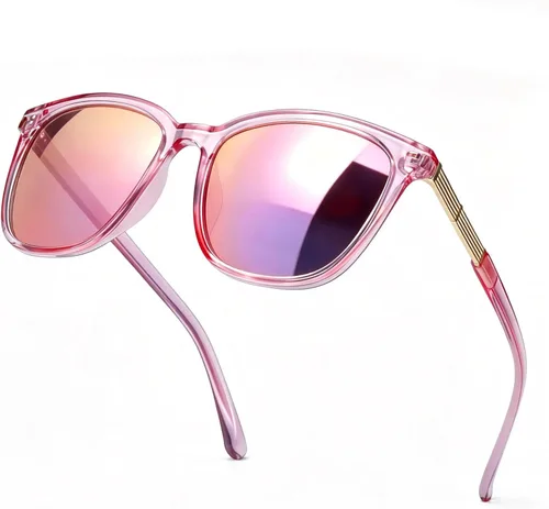 Vista 22 de SIPHEW Gafas de sol cuadradas de gran tamaño para mujer, gafas de sol ligeras de moda, 100% protección UV400, sombra de espejo de moda