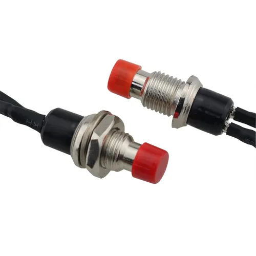 Vista 3 de 6PCS Momentary Mini Interruptor de Botón Botón Auto Restablecimiento Pulgadas Botón de Interruptor Sin Bloqueo, Rojo (con Cable 3.9 in)