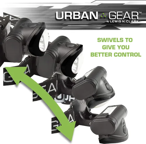 Vista 2 de Urban Gear - Linterna frontal LED súper brillante para correr, acampar, senderismo, escalada, pesca, caza, trotar, 10 lúmenes para adultos y niños