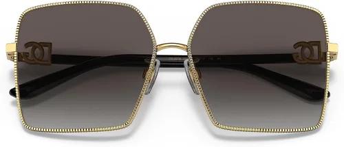 Vista 5 de Dolce & Gabbana Gafas de sol redondas a la moda, DoradoGris Claro Gradiente Negro