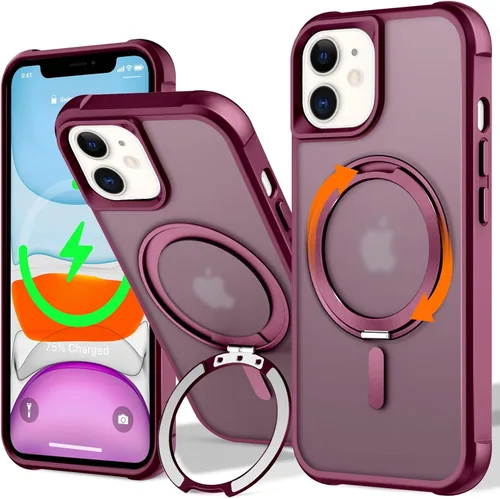Vista 142 de UMIONE - Funda con diseño de anillo magnético giratorio de 360° para iPhone 11, soporte de bucle invisible integrado, compatible con Magsafe, funda