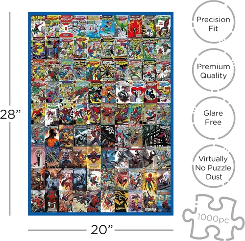 Vista 2 de Aquarius Rompecabezas de Marvel Spider-Man (rompecabezas de 1000 piezas), sin reflejos, ajuste de precisión, prácticamente sin polvo