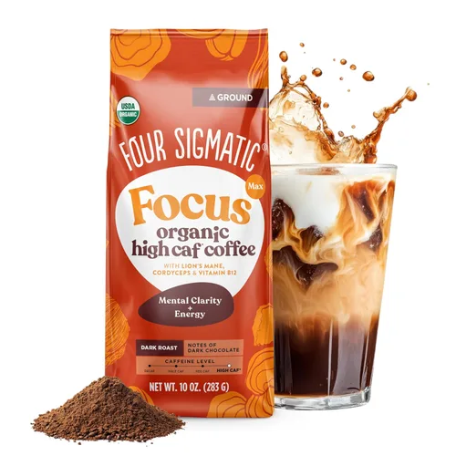 Vista 12 de Four Sigmatic Café Molido Orgánico para Preparación en Frío Tostado Oscuro, Molido Grueso con Melena de León y Chaga Café de Hongos
