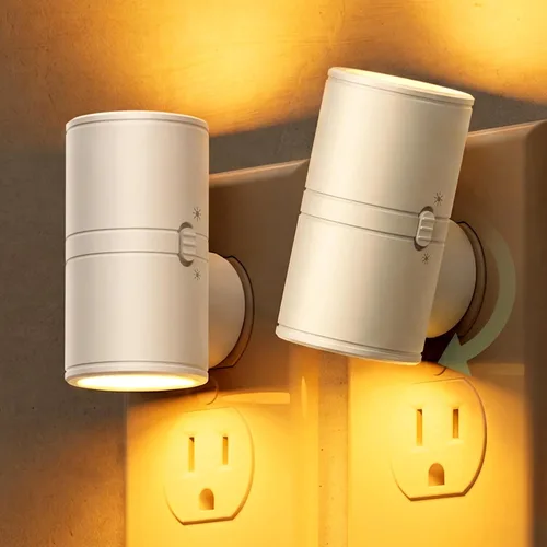 Vista 29 de L LOHAS LED Luz nocturna con sensor de movimiento, mini luces nocturnas activadas por movimiento, enchufar a la pared, luz giratoria con sensor