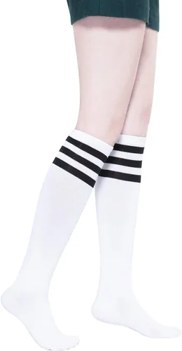 Vista 3 de Calcetines altos de algodón para mujer, 10 pares, calcetines casuales suaves y largos, talla 6-9, M